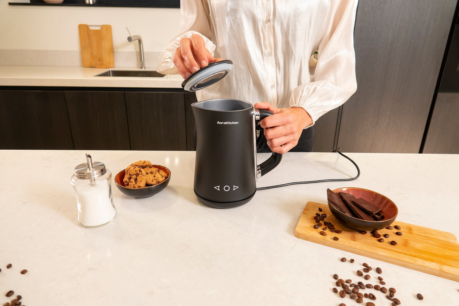 Geniet van perfect melkschuim met onze melkopschuimer